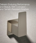 Honesty Robe Hook In Brushed Nickel For Bathroom Storage And Towel Organization against light textured wall
