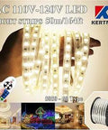 164Ft 50m AC 110 To 120V LED Strip Lights Waterproof Dimmable Multi Mode Rope Light With 23 Keys Remote displayed in hand