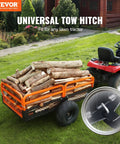 Tow Behind Dump Cart For Lawn And Garden 1500 Pound Capacity 15 Cubic Feet Heavy Duty Yard Garden Trailer attached to tractor