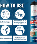 Instructions for Spray Foam Insulation Kit With 18 Cans For Easy DIY Insulation, including protective gear and usage steps.