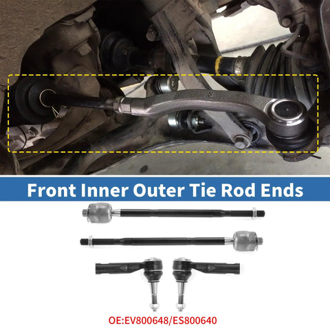 Six-Piece Front Inner Outer Tie Rod Ends Kit With Boots For Chevy Equinox And GMC Terrain 2010-2017 2.4L Left And Right Inner Outer Ends Replacement EV800648 ES800640 installed on front suspension