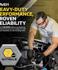 Mechanic using 7 Mil Powder Free Nitrile Disposable Gloves XL Latex Free Chemical and Puncture Resistant With Textured Grip For Automotive