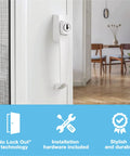 Keyed Push Button Tie Down Door Latch For Screen And Storm Doors White Finish No Lock Out Technology Installed on Door
