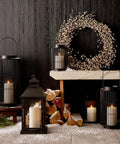 Large Outdoor Solar Powered Lantern With Open Frame No Glass Black Metal 19 Inch Tall, rustic decor on porch