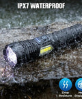Rechargeable LED Flashlight 2 Pack Ultra Bright 99,000 Lumens Handheld Waterproof Flashlights in water to show IPX7 rating