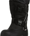 Impact Men's Snow Boots for Extreme Cold Weather, mid calf height, black and white, leather nylon upper, double buckle secure fit