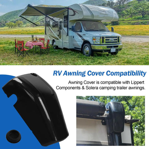 Right Side RV Awning Motor End Cap Front Cover For Solera And Lippert Components, Black Replacement Part For Solera Awnings, Durable And Easy Install