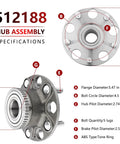 Diagram of Rear Wheel Bearing Hub Assembly Pair With ABS For Acura TL 2004-2008 And Honda Accord 2003-2007 Gas Models Not Hybrid