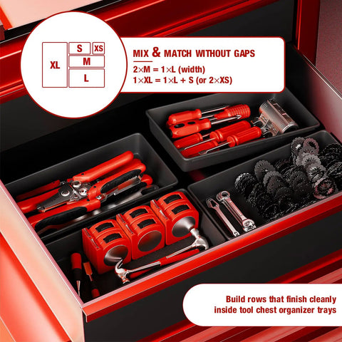 48 Piece Tool Box Organizer Tray Set With 5 Sizes, Drawer Dividers And Non Slip EVA Pads, Keeps Garage Drawers Neat
