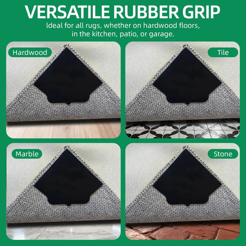 8 Pack Non Slip Rug Pads With Double Sided Adhesive Extra Thick 2Mm Grid Grip Rug Underlay on hardwood, tile, marble, and stone.