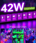 Two Pack 36W Black Light Bar Kit With Plug And Switch 5ft Cord 180 Degree Beam Covers Up To 22x22 Feet 385 400nm UV Glow display