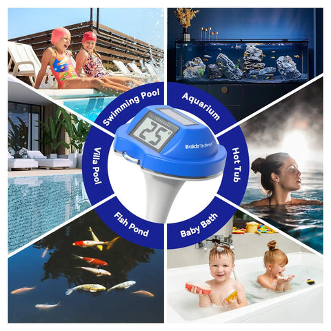 Floating Solar Pool Thermometer With Digital Readout, IPX7 Waterproof, for Swimming Pools, Hot Tubs, Aquariums, Fish Ponds, and Baby Baths
