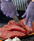 Pro Chef Cut Resistant Kitchen Gloves EN388 Level 5, Food Grade Safety Gloves For Oyster Shucking, Cutting Meat, Violet, Medium