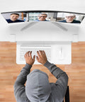 Top view of person using a full-size keyboard and mouse on an Under Desk Keyboard Tray With Clamp On Mount 19.7 By 11.81 Inches.