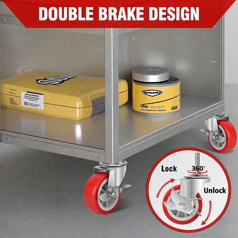 Heavy Duty Stem Casters With Brakes Swivel Wheels Set Of Four Locking Threaded Stem Casters Three Eighths Inch 16 UNC