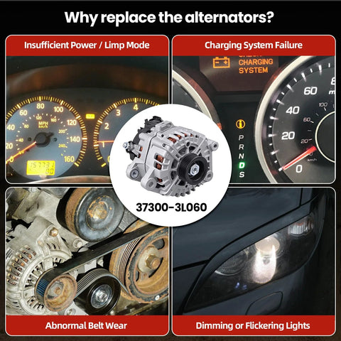 180 Amp Alternator Replacement For Hyundai Palisade 2020 To 2023 And Kia Telluride 2020 To 2022 3.8L V6 CW Rotation S6 Pulley