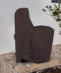 Heavy Duty 1000D Water Softener Tank Cover Outdoor Insulated Weatherproof Tear Resistant Filter Housing Shell With Grip Handle Secure Zippers Ventilated Coffee Fits 64x40x16 in brown covering a water softener tank.