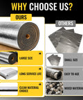 Heavy Duty Tear And Stick Sound Deadening Mat 10mm Thick Aluminum Heat Shield Foil 60 X 40 Inches side by side comparison with smaller mats.