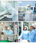 Skip The Zap When You Rock This Pink Esd Lab Coat Unisex Anti Static Work Jacket With Conductive Fiber For Electronics Assembly and Heavy Duty Shop Floor Tasks, workers in lab settings wearing protective clothing.
