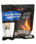 Rutland Graphho-Glas gasket kit for wood stoves; graphite-impregnated fiberglass gasket in black packaging.