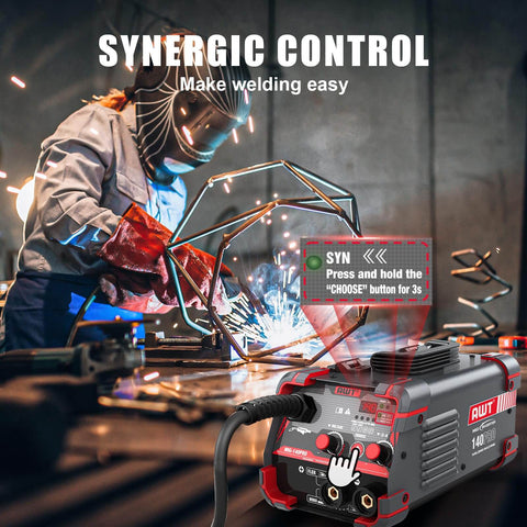 140 Amp MIG Welder Workhorse With Flux Core Gasless MIG MMA Stick Lift TIG 3 In 1 Portable 110V Inverter Synergy IGBT