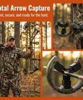 Brush Whisker Biscuit Arrow Rest With Nylon Bristle Design on camouflage bow being used for hunting in forest