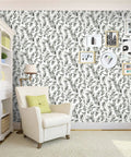Room with Dope Green Leaf Peel And Stick Wallpaper Self Adhesive Olive Leaf Sage Eucalyptus Farmhouse Vinyl Roll on wall
