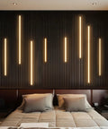 GZBtech [Apapter NOT Included] Flexible Strip Light for Wood Slat Wall Panels 16.4FT illuminating a textured slat wall.