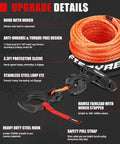 Beefy Heavy Duty 50Ft 3/16 Inch Synthetic Winch Rope Kit With Forged Hook Rubber Stopper And Fairlead 8500Lbs Tensile Strength