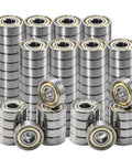 100 Pack 608 ZZ Deep Groove Ball Bearings 8mm x 22mm x 7mm Double Metal Sealed For 3D Printers, Skateboards, Motors, Inline Skates, And Home Appliances, stacked view