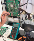 Using Four Pack 100 MHz 600V DC High Sensitivity Oscilloscope Clip Probe With Switchable Ten To One And One To One on circuit board