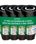 Pressure Regulated 1800 Series Dual Spray 2 Inch Pop Up Sprinkler Head Pack, 4 pack, black, 1/2 inch NPT, 360 degree spray