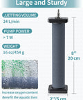 8 Inch Air Stone Cylinder For Large Aquariums Ponds And Garden Circulation Systems 2 Pack With Dense Micro Hole Diffuser For Big Bubbles And Efficient Water Aeration, dimensions and specifications displayed