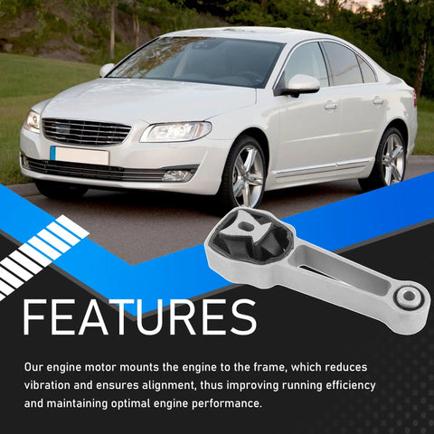 Premium Engine Motor Mount For Volvo XC60 S80 S60 V60 2010 2016 mounted next to a sleek white car on a road.