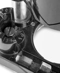 Detailed view of 65mm die-cast Plunge Base Kit for compact trim routers with precision marking, compatible with RT1460 and RT0701C.