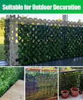 Artificial Ivy Privacy Fence Screen One Piece 240 By 40 Inches UV Resistant Outdoor Hedge installed on patio railing.