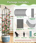 Package contents of Six Foot Rustproof Metal Trellis With Plastic Coated Frame for climbing plants, including tubes and accessories