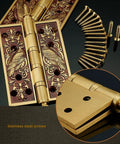 5-Inch European-Style Copper Door Hinge for Cabinets and Rooms, Thick Retro Antique Gold Finish, shown with screws