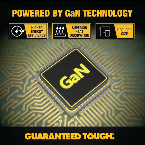 Image showing GaN technology in GaN 65W Three Port USB C Charger Block With PPS Fast Charge benefits like efficiency and size.