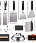 Ultimate 29 Piece Griddle Accessories Kit With Teppanyaki Spatulas Scraper Basting Cover And Grill Press For Camp Chef Home Cooking