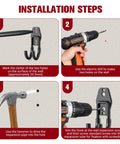 Installation steps for 12 Pack Small J Shaped Steel Garage Hooks with Anti Slip PVC Coated Finish