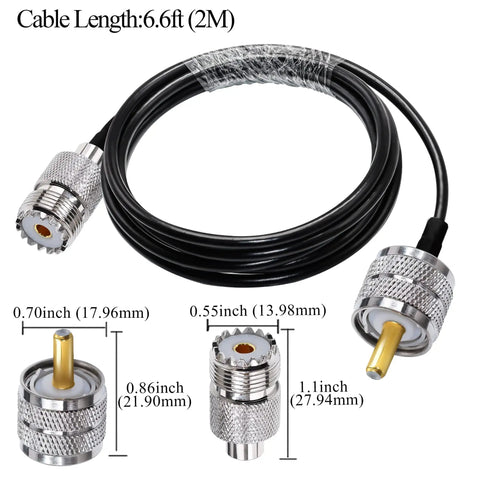 RG58 UHF Coax Extension Cable From Male To Female Killer Low Loss PL 259 Jumper For CB And Ham Radios 6.6 Ft Long