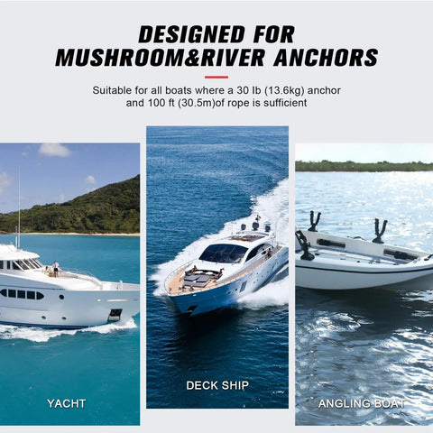 45 Lb Electric Boat Anchor Winch For Saltwater Boats With Wireless Remote, 98.42 Ft Pre Wound Rope, 12V Marine Windlass, Tough As Nails Heavy Duty Copper Motor, Fast Hoist, Sturdy Black Finish on yacht, deck ship, angling boat
