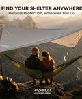 Lightweight Hammock Rain Fly Waterproof Shelter For Camping And Backpacking with Easy Setup over a couple in sunset