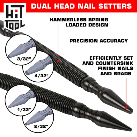 Spring Loaded Woodworking Punch Set With Hammerless Design For Effortless Nail Setting And Pin Removal In Any Diy Or Pro Workshop Project You Gotta Try This Tool, 1/32-4/32" tips