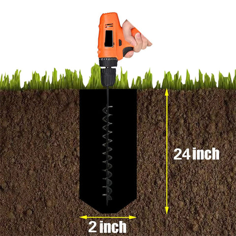 2 Inch By 24 Inch Planting Auger Drill Bit For Garden Earth Digging Fits Three Eighths Inch Hex Drive Drills