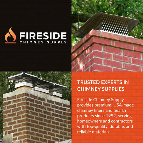 Heavy Duty Smooth Wall Flexible Chimney Liner Insert Kit With Premium Insulation 316 Stainless Steel For Fireplace Flue Vent, installed on brick chimney.