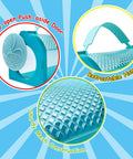 Features of Two Piece Bug Catcher Kit For Kids showing easy-open door, retractable handle, and sturdy mesh construction.