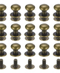 Set of 15 bronze 8mm ball head stud rivets with screw back for DIY leather crafts, handbags, and belts.
