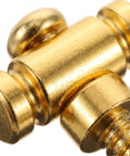 Close-up of Top Tier Brass Guitar Roller String Retainers Fit Electric Guitars Perfectly, showcasing golden finish and smooth texture.